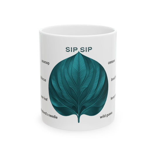 Aqua Tea Leaf Mug-white