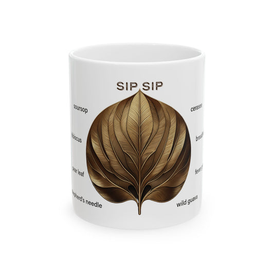 Gold Tea Leaf Mug-white