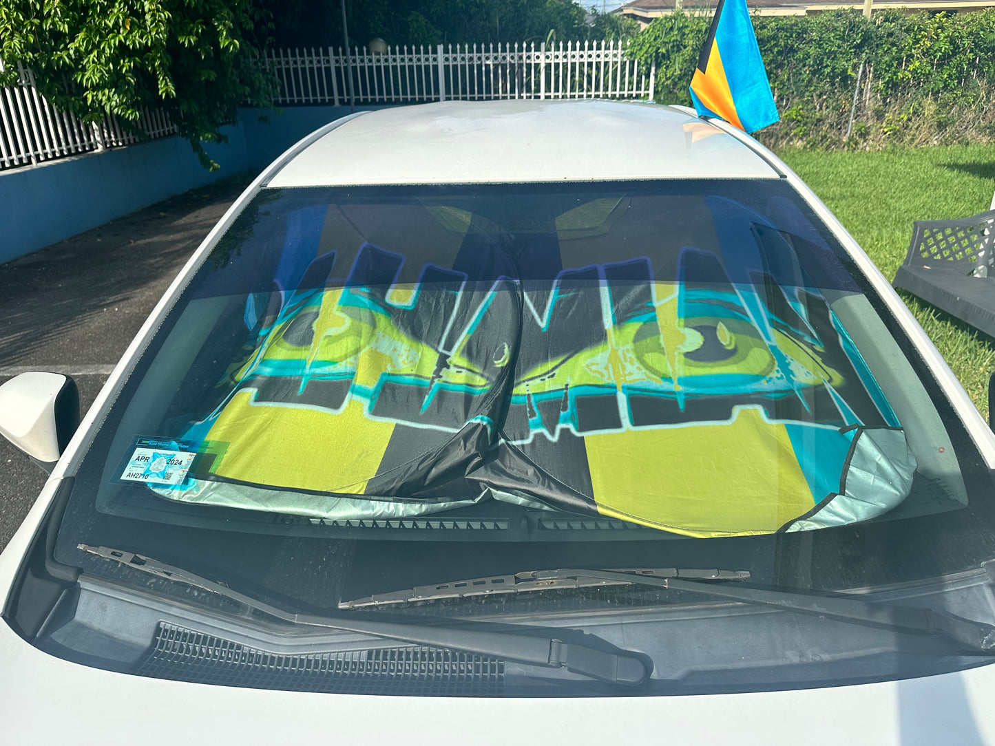 Striped Logo Vehicle Sunshade